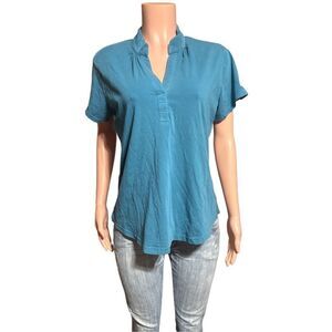 Pulp short-sleeve mandarin collar light blue top size L